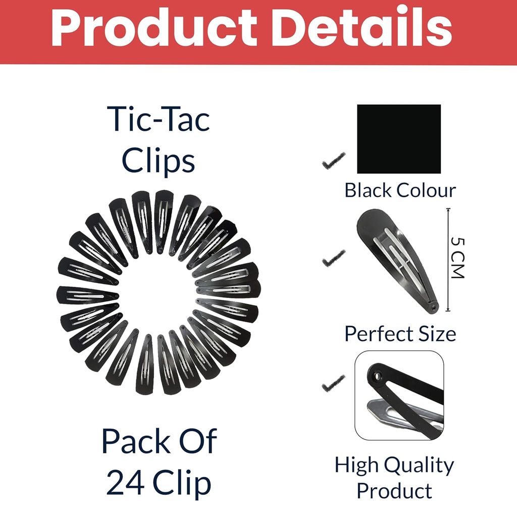 24pcs Black Tic Tac Hair Pins view 2