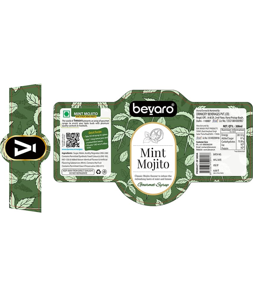BEVARO Mint Mojito Cocktail Mix 300 mL view 2