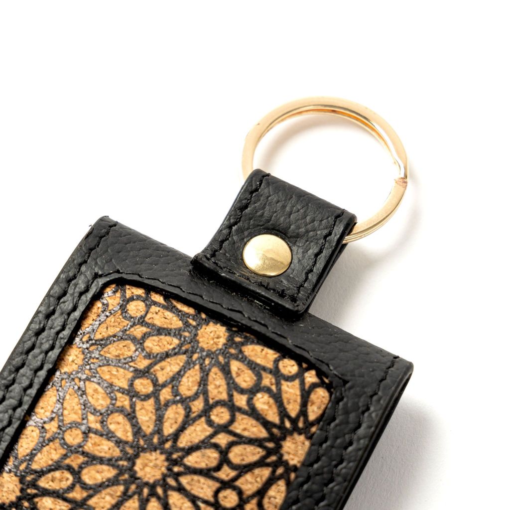 Handcrafted Vegan Leather Keychain - Black view 2