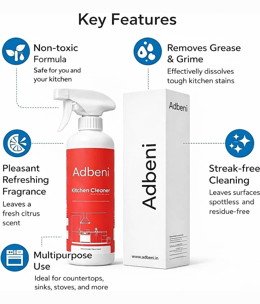 Kitchen Cleaner Spray for Grease & Stains | Multi-Surface Cleaning Solution | Easy Spray Bottle | Home Kitchen Cleaning Essential (500ml) view 2