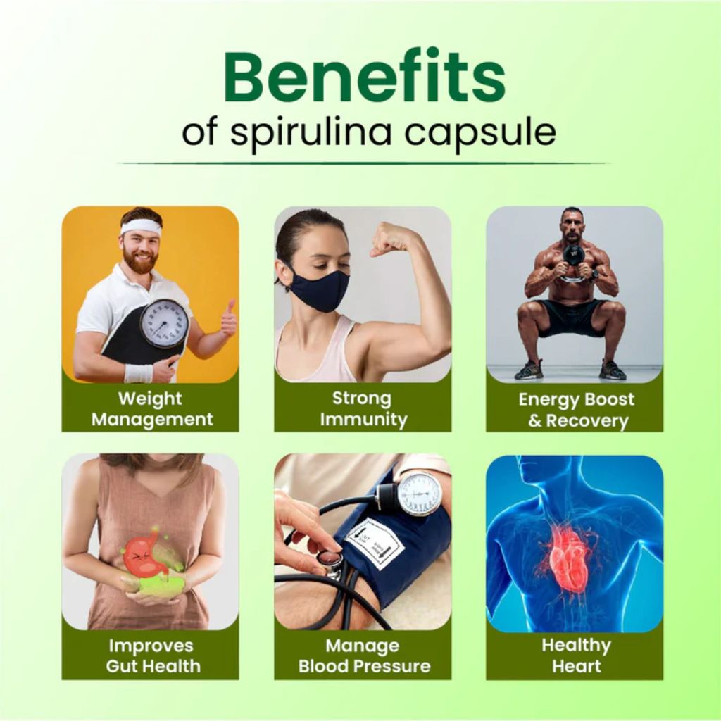 Cipzer Spirulina Capsules (60 Capsules): Superfood Algae for Immunity, Detoxification, and Optimal Wellness view 2