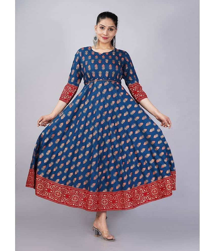 Mishree Collection - Blue Rayon Women's Anarkali Kurti ( Pack of 1 )