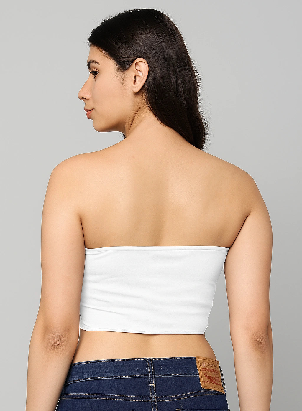 White Bamboo Tube Top For Woman And Girls view 2