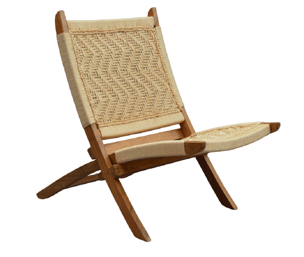 Orchid Homez Hand Woven Lounge Chair Folding Solid Wood Outdoor Chair (Natural) (Off- White) view 2