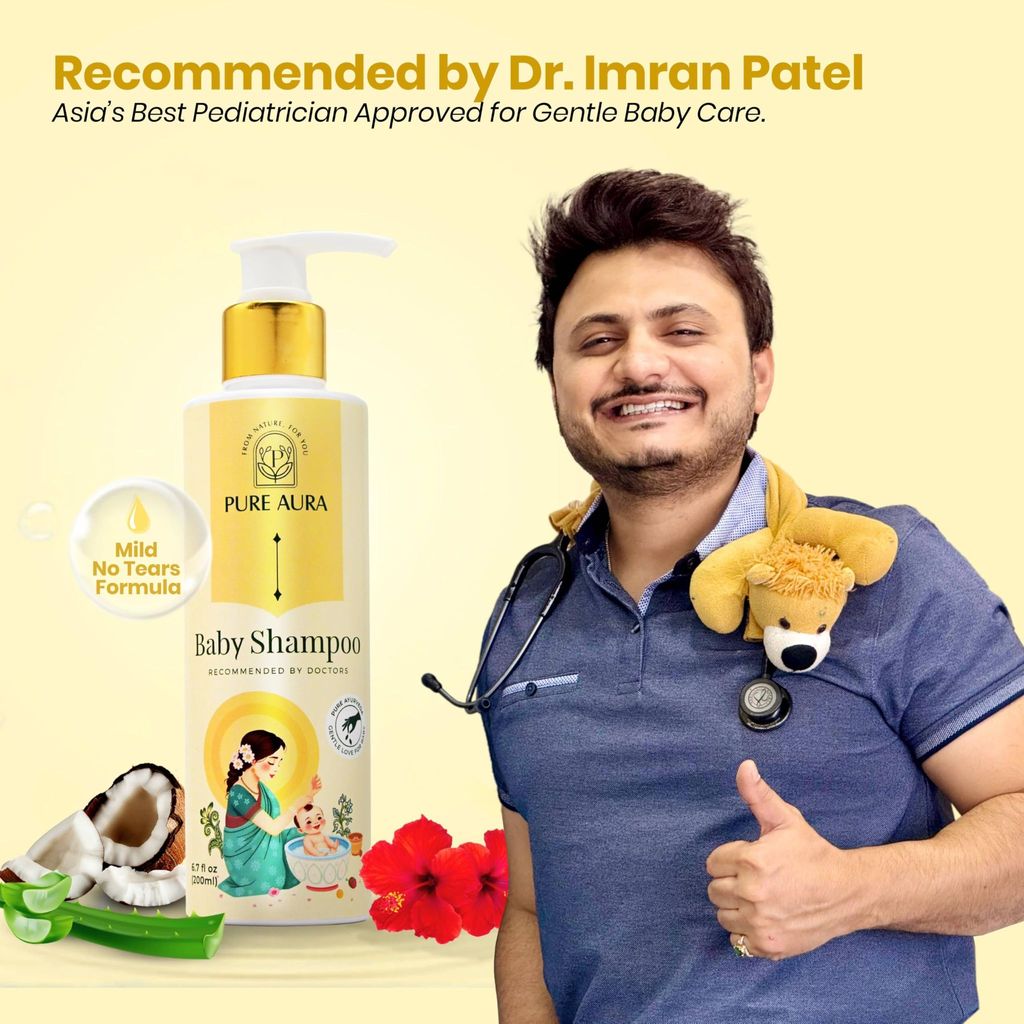 Pure Aura Baby Shampoo 100ml | Infused with 10 Ayurvedic Natural Herbs | Paraben-Free, Chemical-Free | Gentle & Nourishing for Baby's Hair & Scalp | Safe for Newborns & Kids | Doctors Recommended (Pack 0f 1) view 2