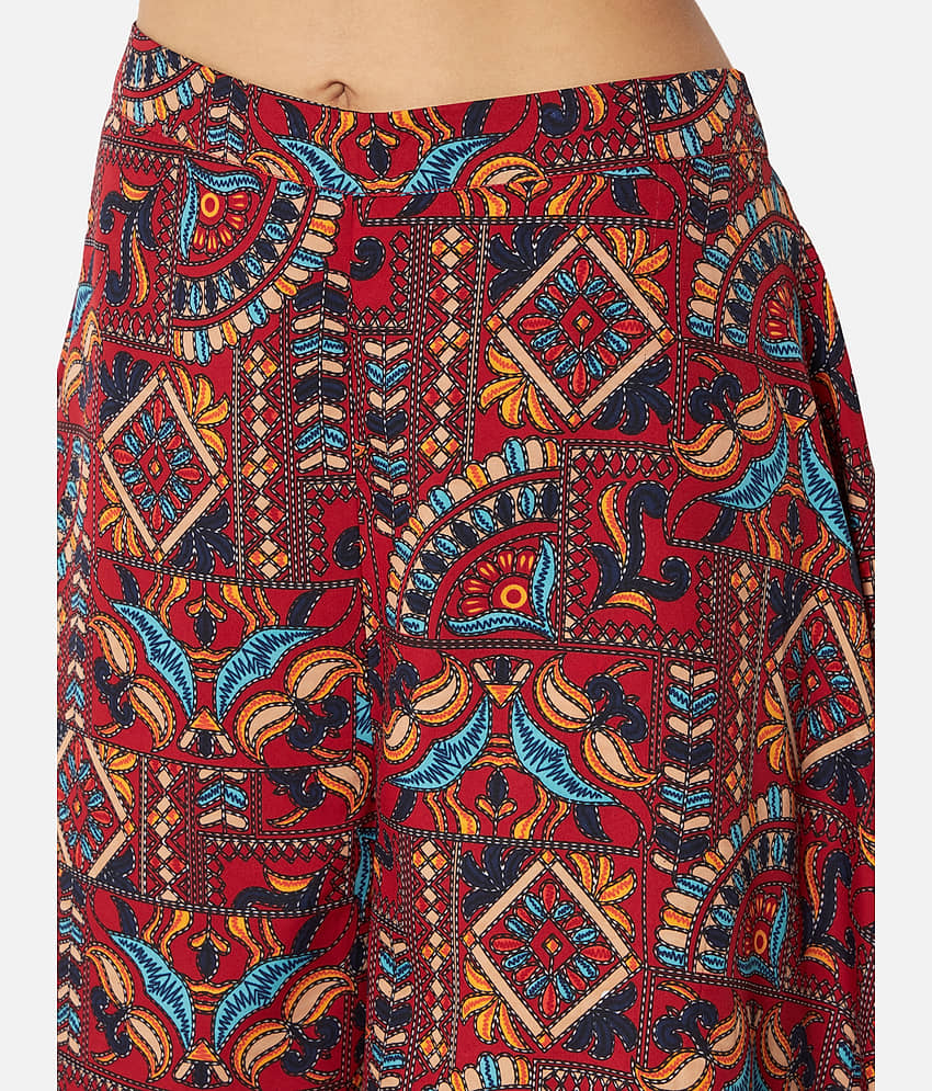 OTIRA Pack of 1 Crepe Flared Women's Palazzos ( Multicolor ) view 2