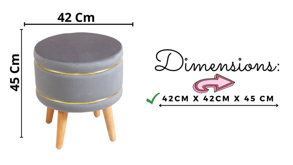 ShadowKart Pouffes Sitting Stool for Living Room, Mudda Puffy Wooden Ottoman Stools, Pouffe Footstool, Pouf for Office Home Decoration & Dressing Table, 16x16x18 Inch view 2