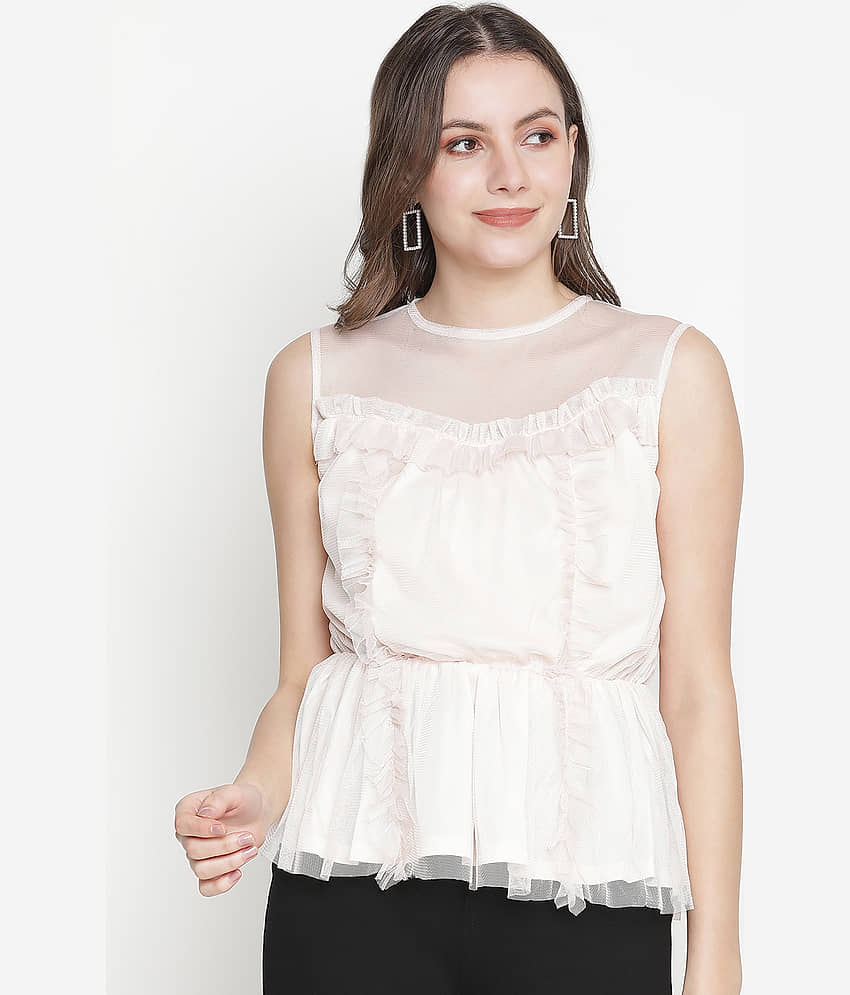 Oxolloxo Women's Polyester Regular Top ( Off White ) view 2