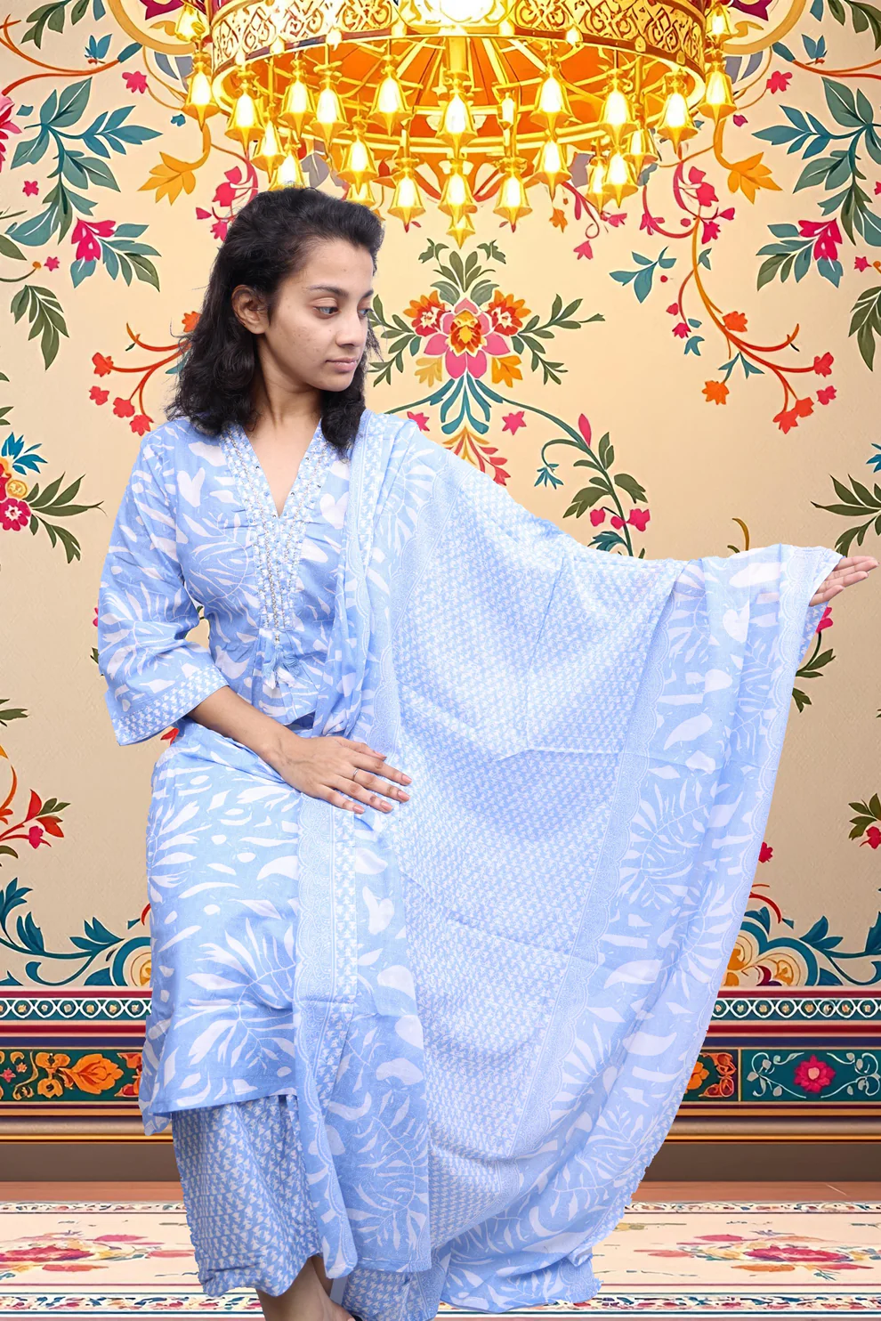 PickCell Printed Kurti with Pyajma and Dupatta view 2