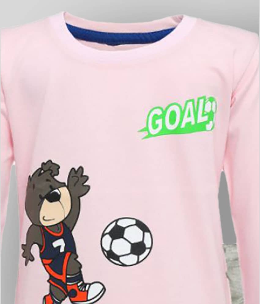 CATCUB Pack of 1 Boys Cotton Blend T-Shirt & Pants Set ( Pink ) view 2
