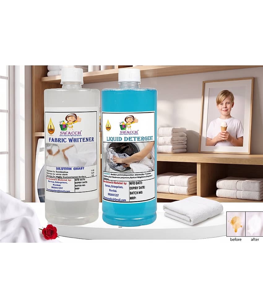swacch Fabric Whitener and Liquid Detergent Lavender I Softness , Shine and Stain Remover For Clothes 1 Litre Combo Pack of 2 view 2