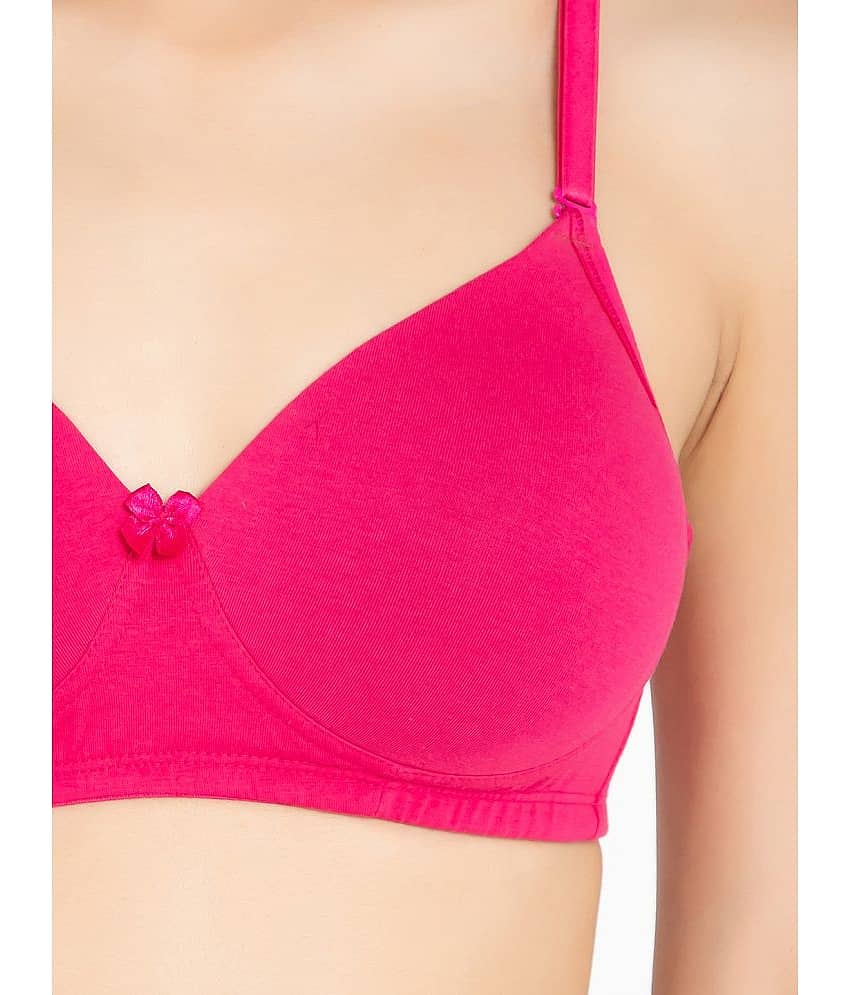 Clovia Cotton Blend Lightly Padded Women's T-Shirt Bra ( Magenta ) view 2
