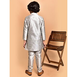 PrintCultr Boys Festive & Party Kurta and Pyjama Set (Silver) view 2