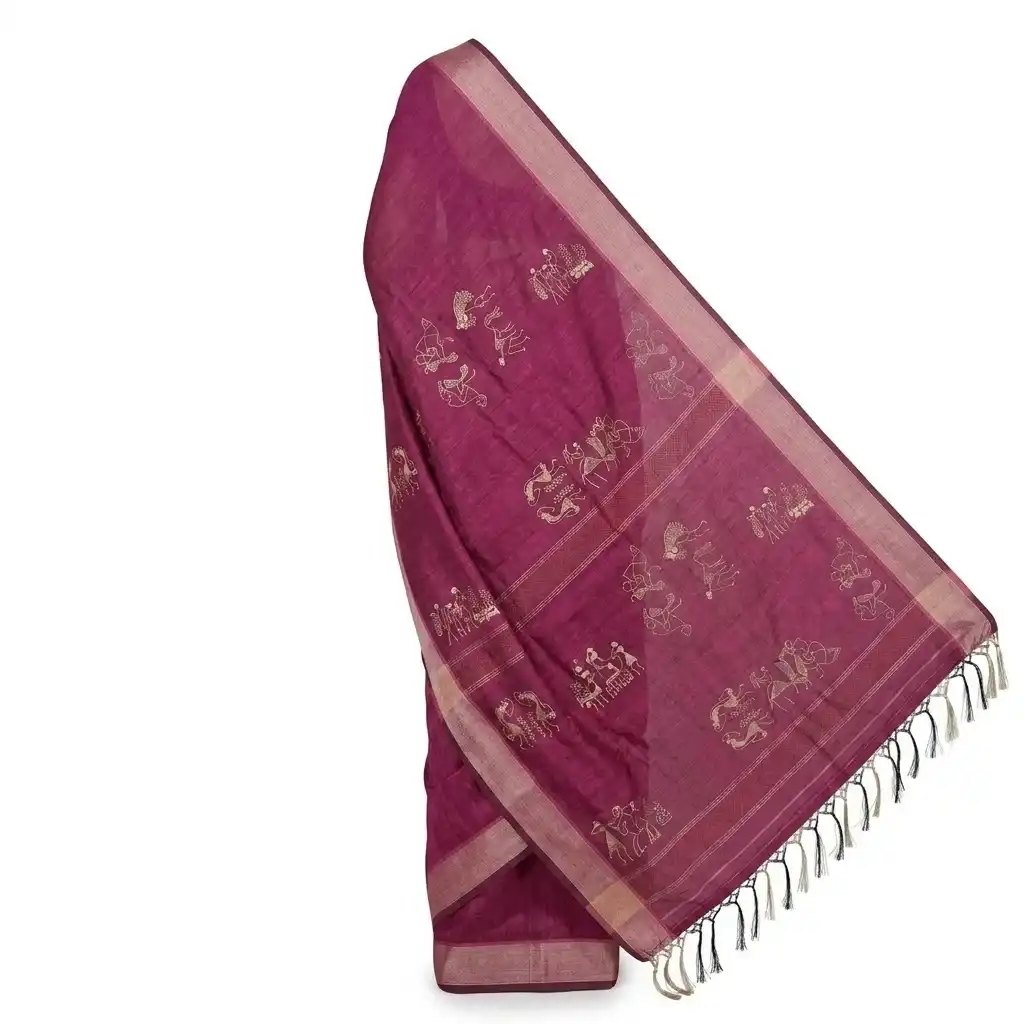 Sambalpuri Magenta Folk Heritage Handloom Saree view 2