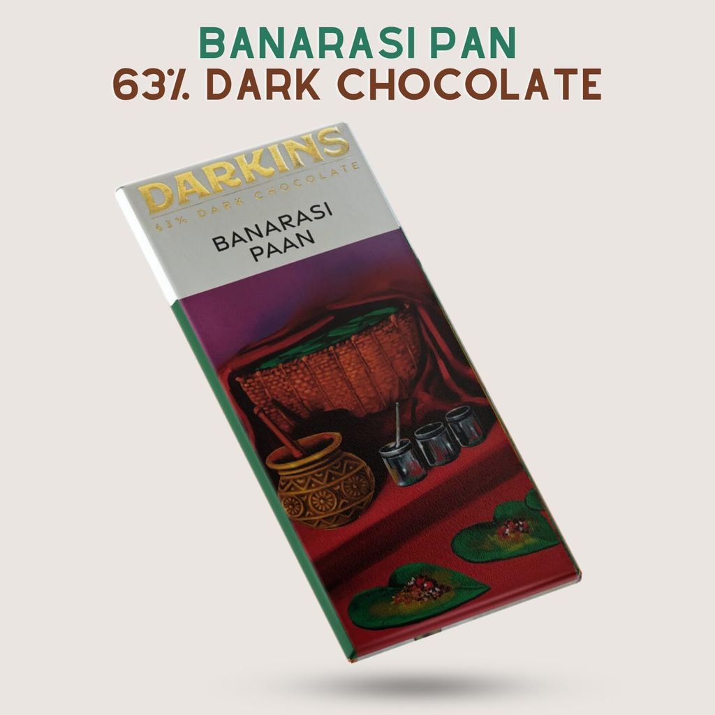 DARKINS Dark Chocolate | 63% Dark Chocolate With Banarsi Paan | Vegan | Gluten-Free | Hand Crafted Chocolate | Natural Chocolate Bar | 50 Gm Each Pack of 3 view 2