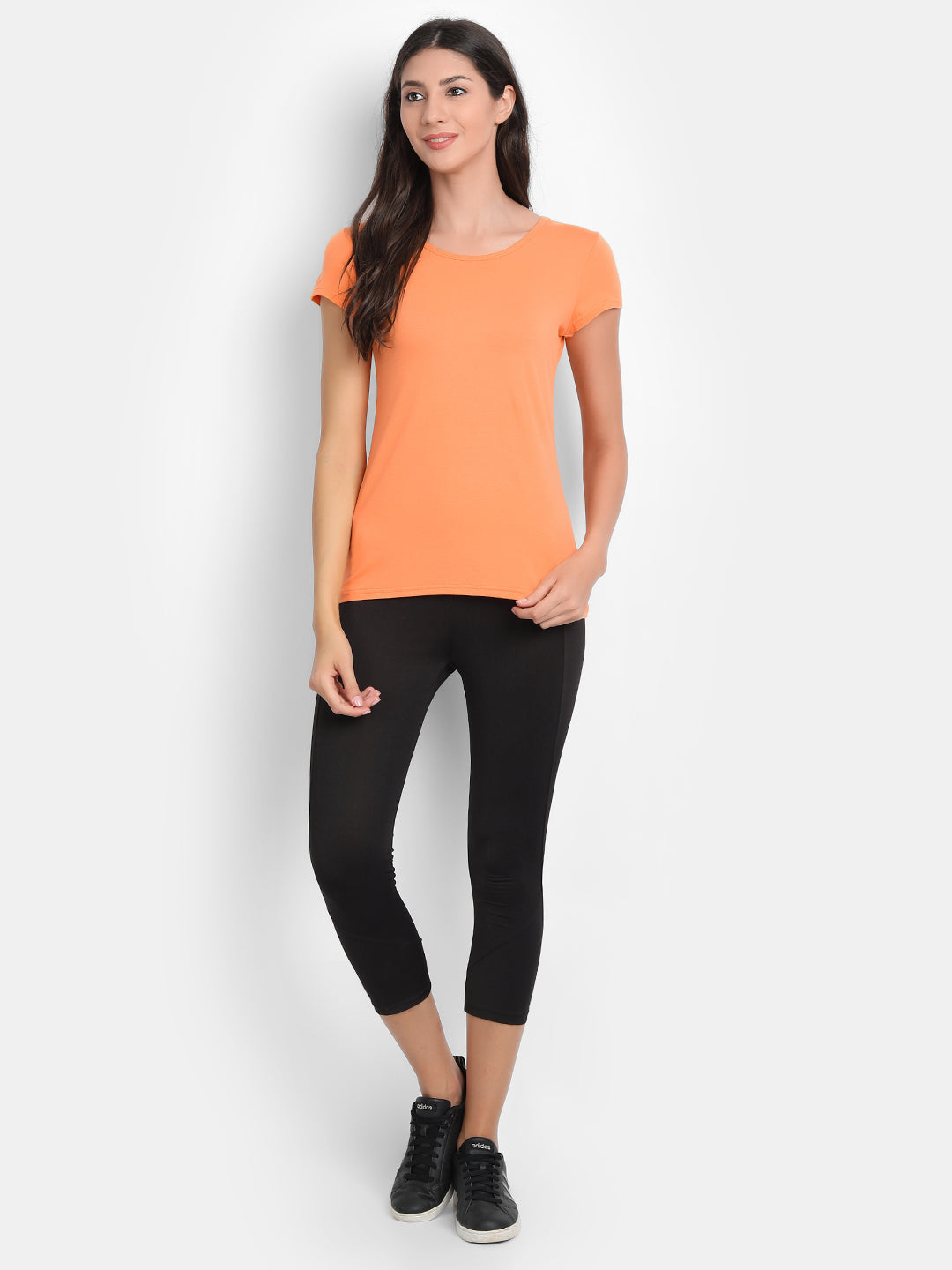 Women’s Bamboo Fabric Slim Fit H/S T-Shirt | Soft & Breathable | Papaya view 2