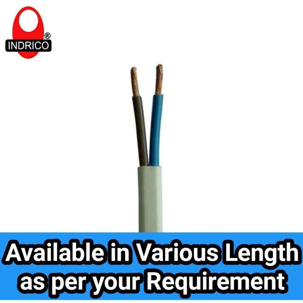 INDRICO ? Twin Flat 2 core Copper Wires and Cables 1mm for Domestic and Industrial Electric Connections up to 1500 watts (Colour May Vary) 45 feet-15 yd for Speaker view 2
