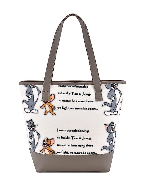 Lychee bags Women Canvas Print cream ,grey Tote Bag view 2