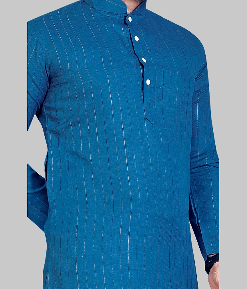 YUG ART - Blue Cotton Blend Men's Regular Kurta ( Pack of 1 ) view 2