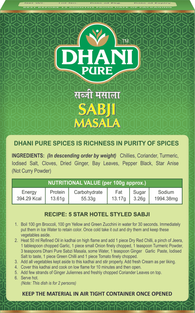 Dhani Pure Sabji Masala Box, 100g view 2