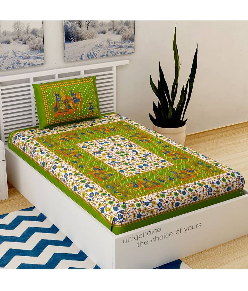 Uniqchoice Cotton Single Bedsheet ( Yellow ) view 2