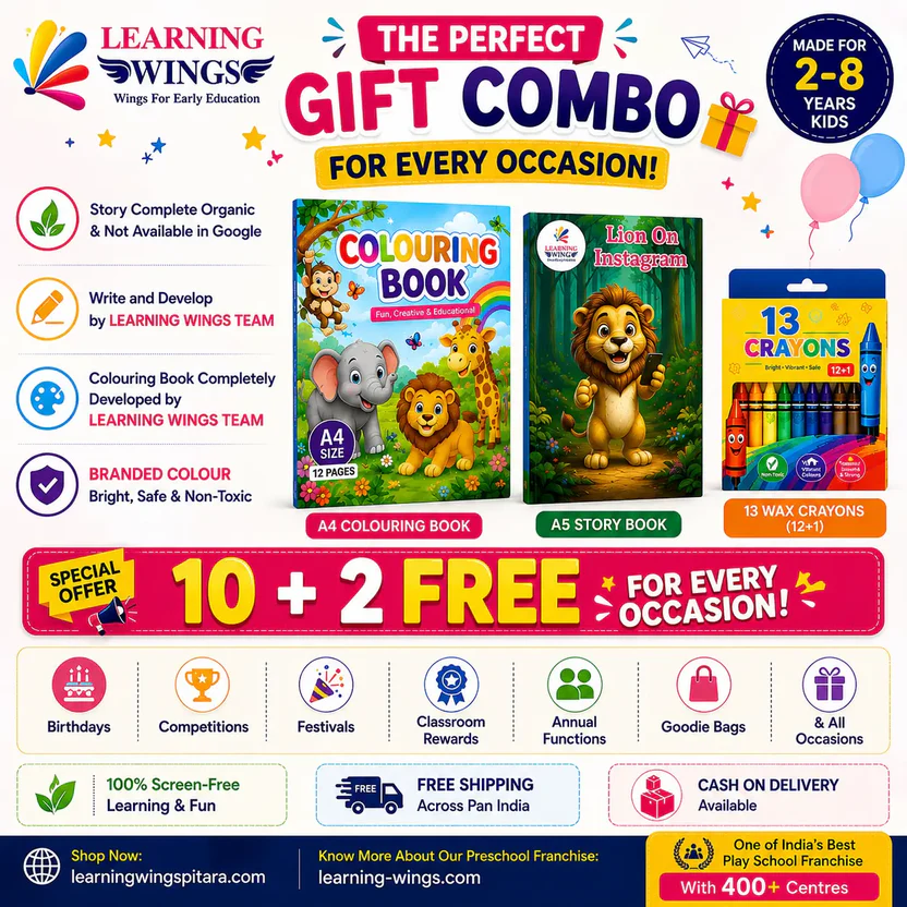 Kids Colouring Book Combo Colouring Book + Story Book + 13 Crayons | Best Return Gift for Kids Age 28