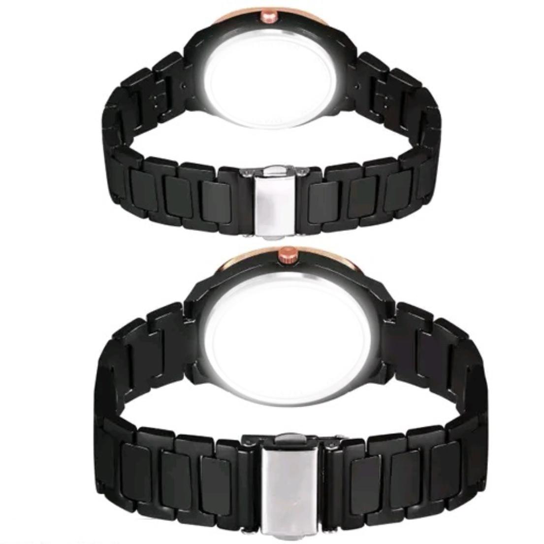 Black Men And Women CD Lok Analog Couple Watch – Elegant Matching Timepieces for Couples view 2