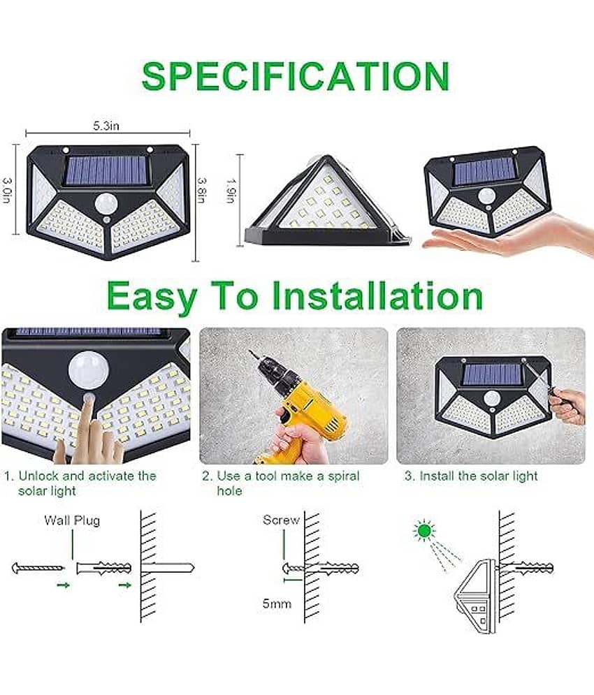 Jellify - 9W Solar Outdoor Wall Light ( Pack of 1 ) view 2