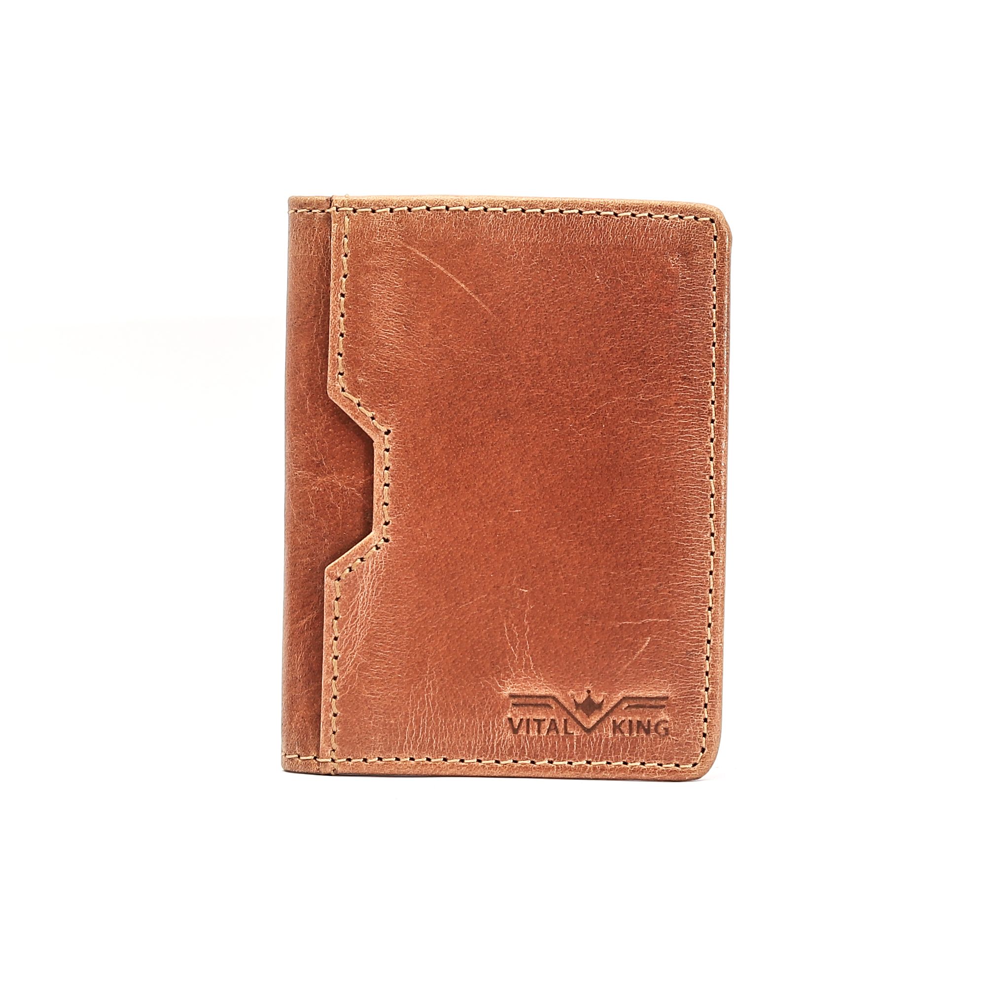 Vital King Men & Women Trendy Tan Genuine Leather RFID Card Holder (6 Card Slots) view 2