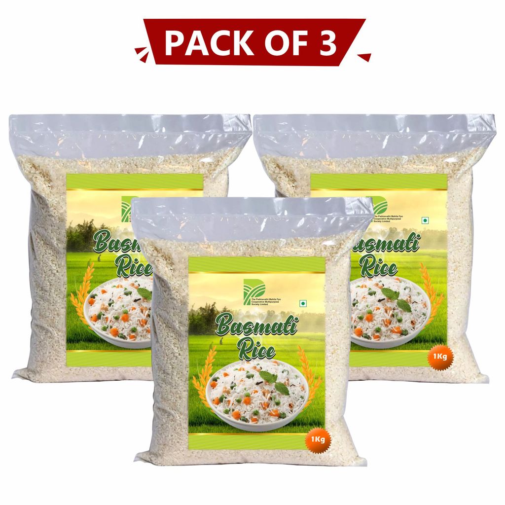 The Padmavathi Mahila Basmati Rice - Pack of 3 (1Kg each)