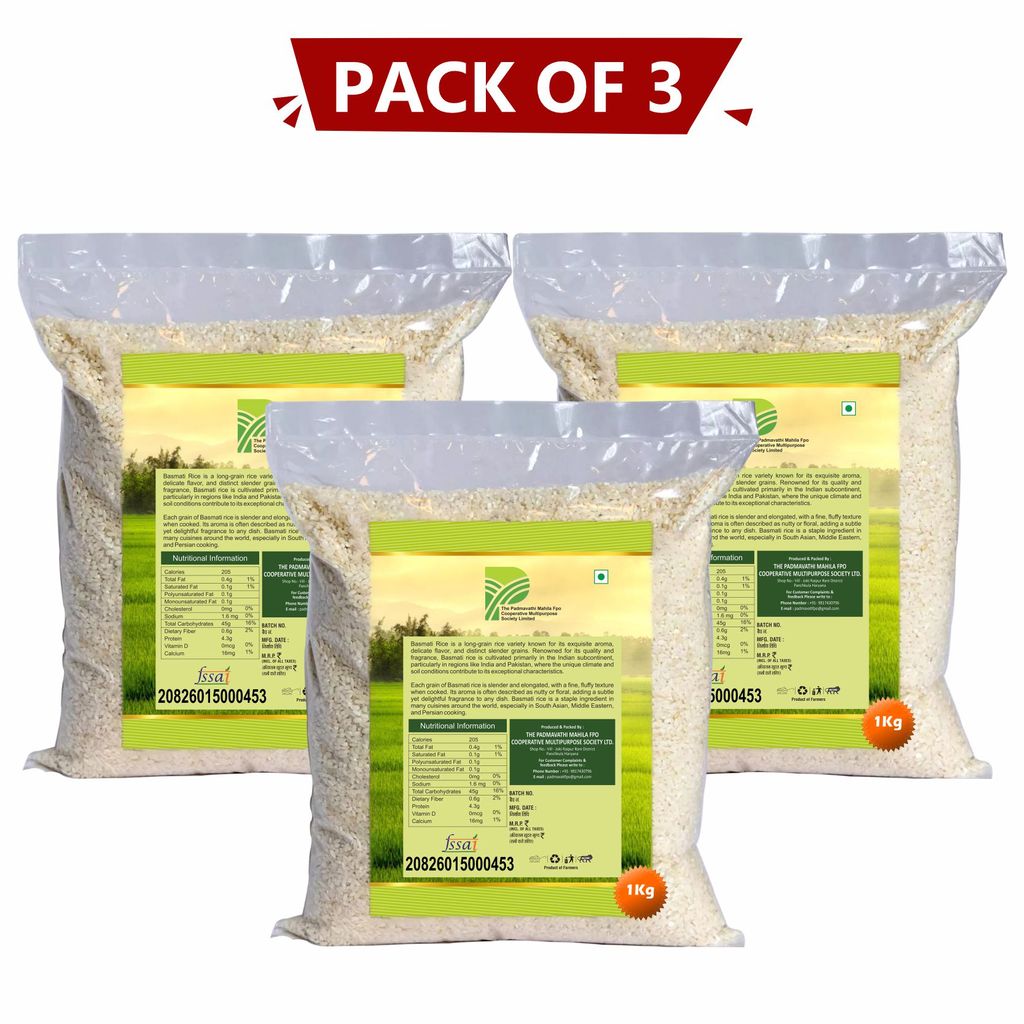 The Padmavathi Mahila Basmati Rice - Pack of 3 (1Kg each) view 2