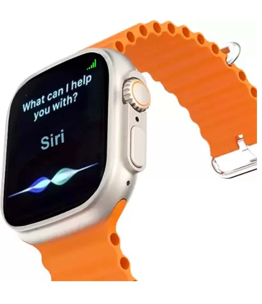 Red Fish 1"7 Infinity Display, BT Calling, Heart Rate , Blood Pressure Monitor T800 Ultra Orange Smart Watch For Men view 2