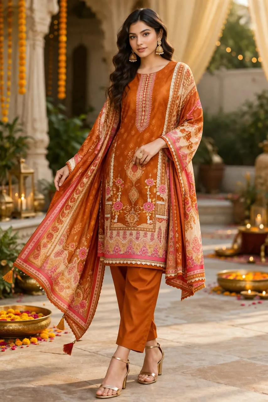 Fabric pure cottonPakistani style Embroidery or printed unstitched dress material..
