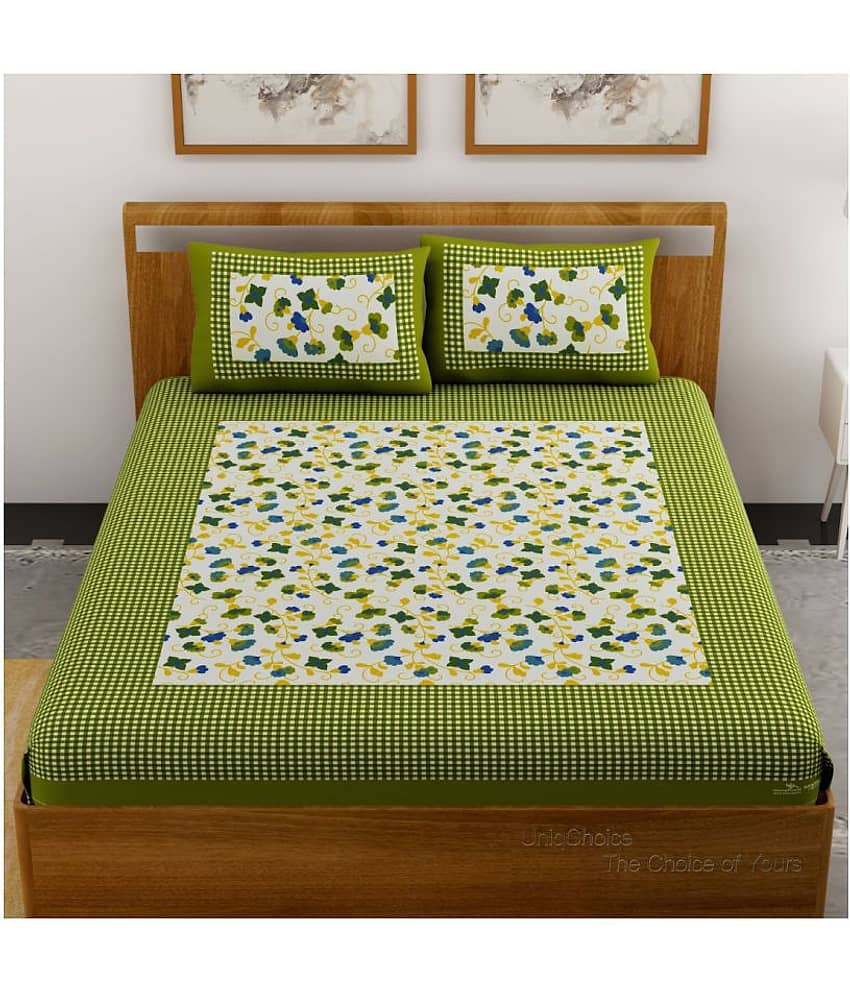 Bombay Spreads Cotton Double Bedsheet ( Green ) view 2