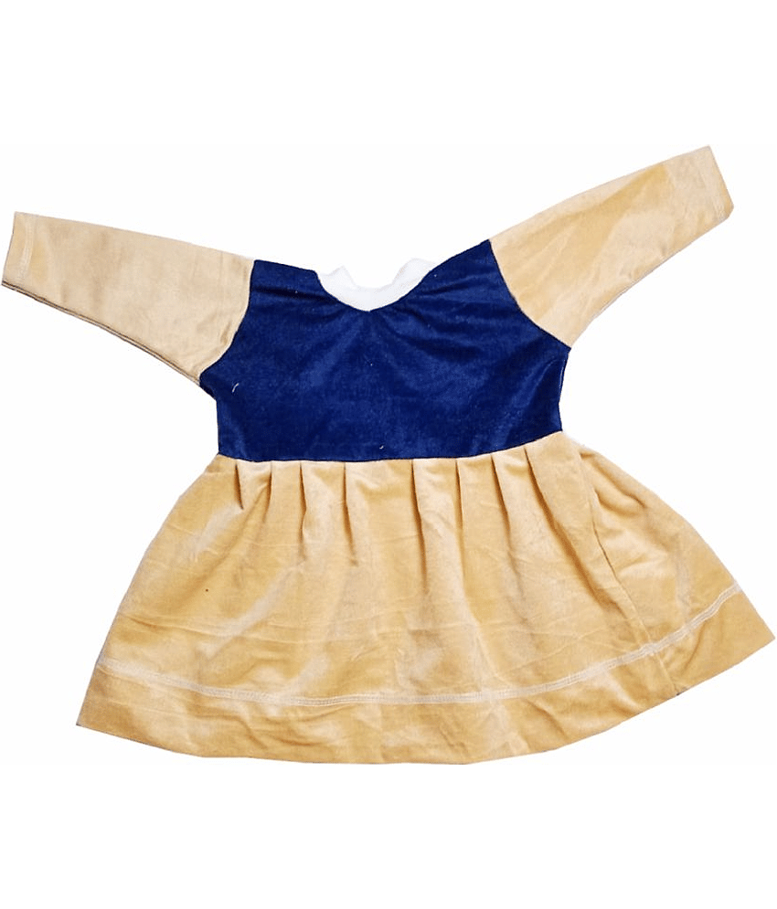 harshvardhanmart.com Baby Girls Velvet Frocks ( Gold ) view 2