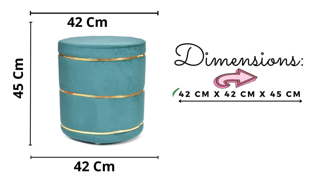 ShadowKart Pouffes Sitting Stool for Living Room, Wooden Mudda Ottoman Stools, Pouffe Footstool, Pouf for Office Home Decoration & Dressing Table, 16x16x18 Inch (Seagreen) view 2