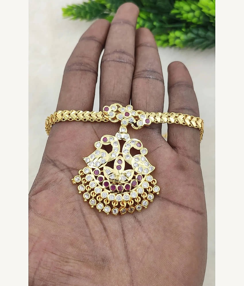 ROFARWORD Gold Brass Necklace Set ( Pack of 1 ) view 2