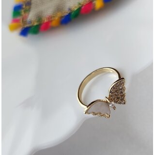 Gold-Plated Stainless Steel Buttrefly Finger Ring view 2