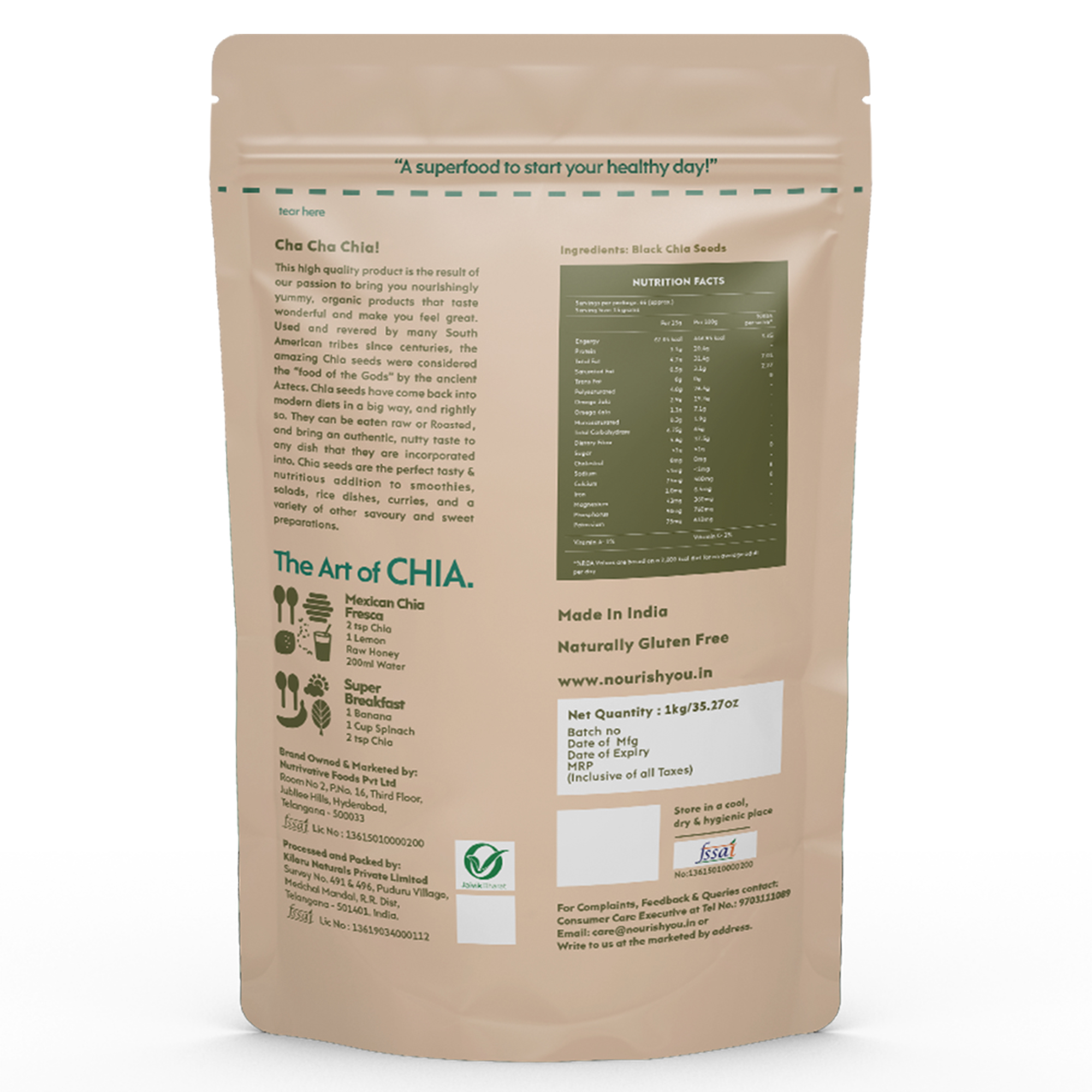 nourish you Raw Black Chia Seeds view 2