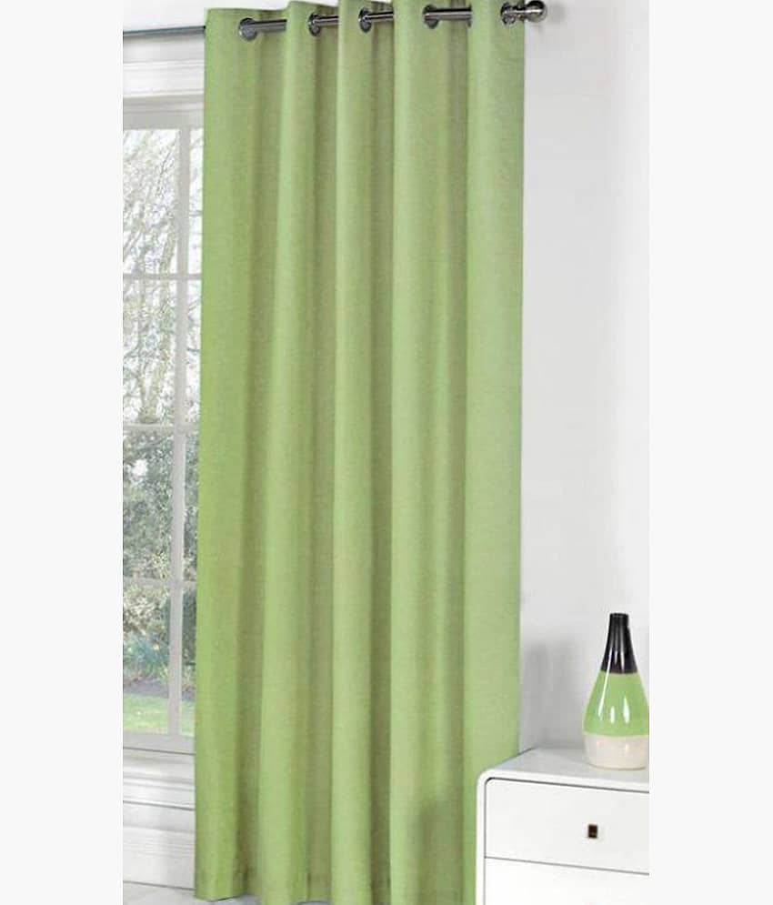 N2C Home Solid Semi-Transparent Eyelet Curtain 9 ft ( Pack of 2 ) - Green view 2