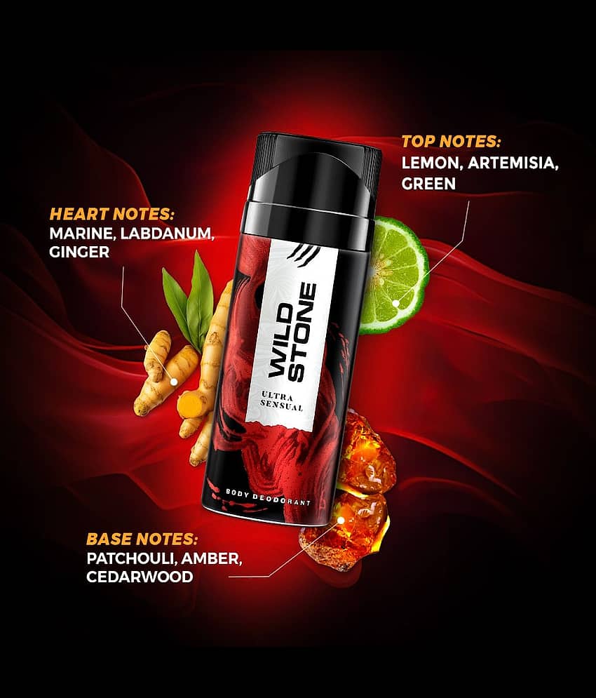 Wild Stone Ultra Sensual Deodorant Spray Long Lasting For Men - 150 Ml (PACK OF 2) view 2