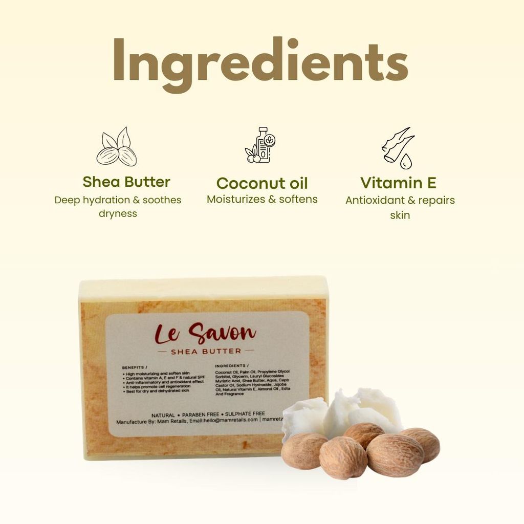 Le Savon Shea Butter - All Natural Moisturizing Soap for Dry and Dehydrated Skin view 2