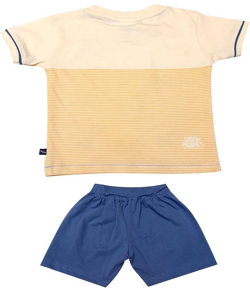 Kideon Pack of 1 Boys Cotton T-Shirt & Shorts Set ( Yellow ) view 2