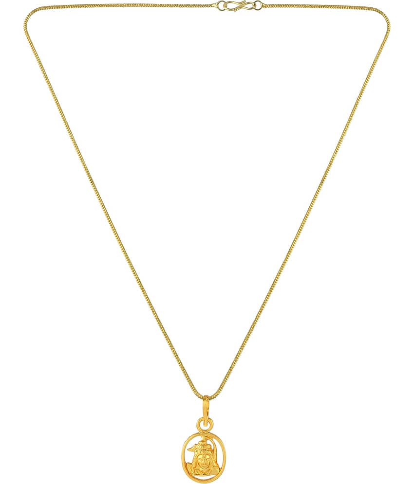 Admier Gold Plated Lord Shiva Shiv mahadev Locket Pendant Necklace With Chain Jewellery For Men & Women view 2