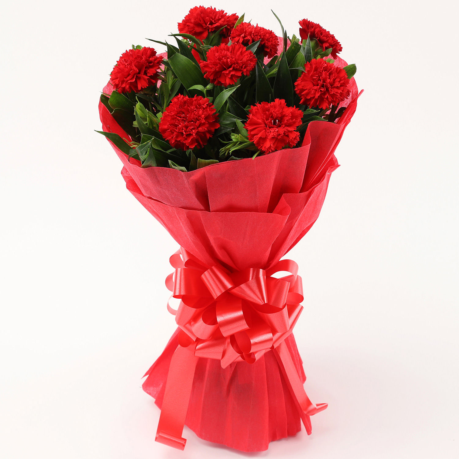8 Red Carnations Bouquet Small view 2