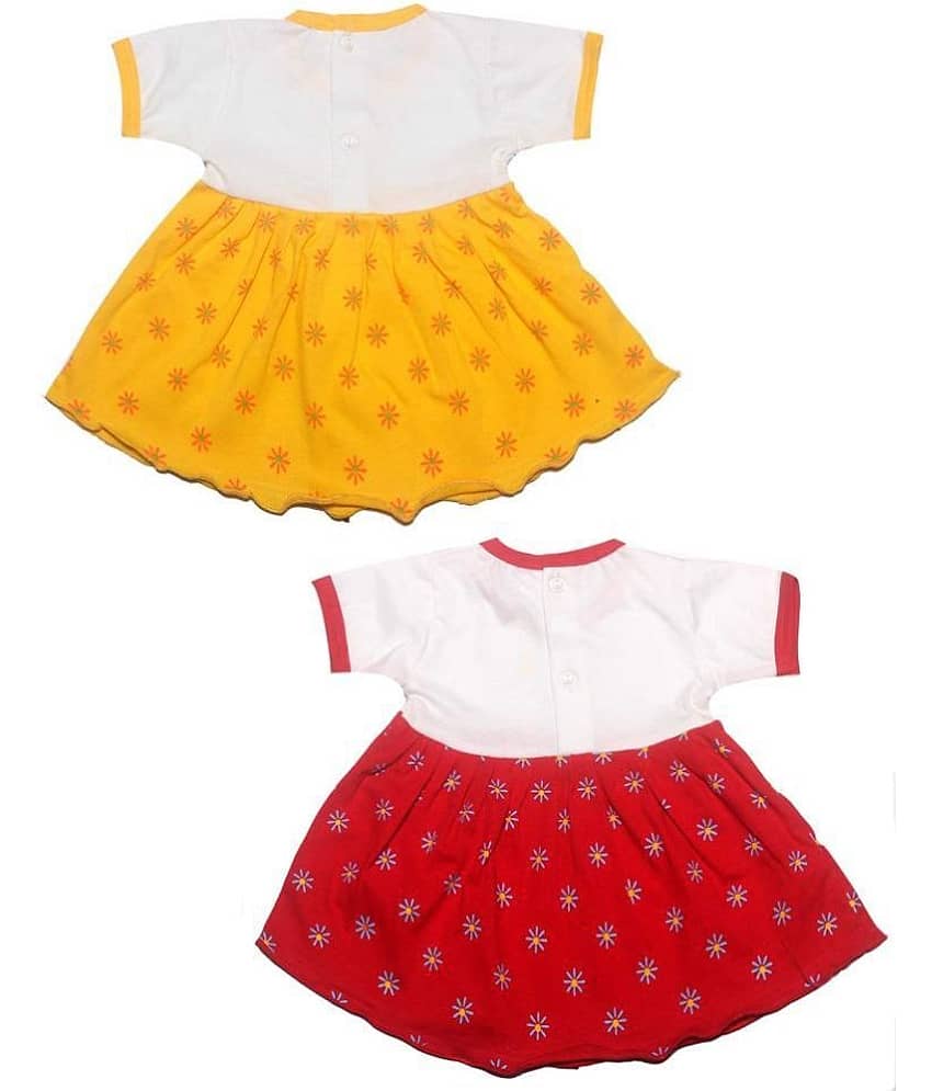 INFANT Pack of 2 Baby Girls 100% Cotton Frocks ( Multi ) view 2