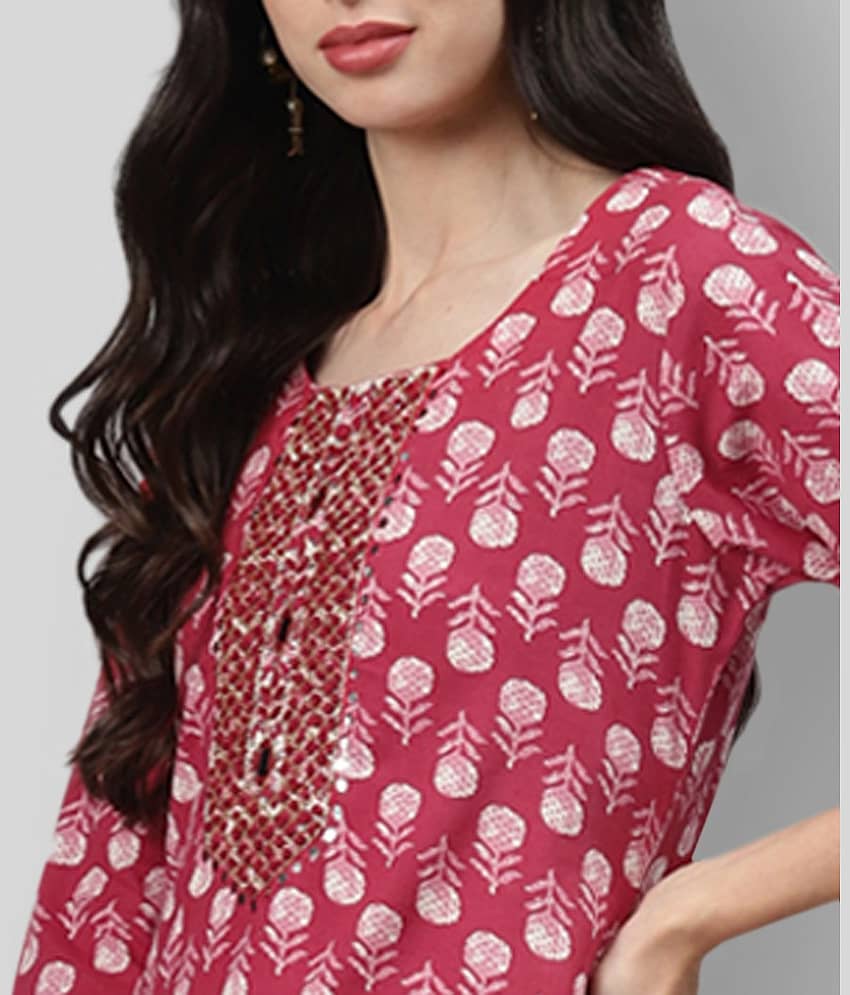 JC4U - Red Straight Cotton Women's Stitched Salwar Suit ( Pack of 1 ) view 2