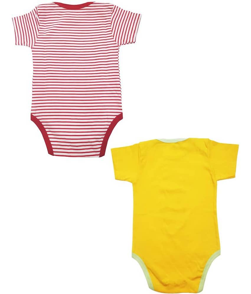 Babeezworld Pack of 2 Baby Boys 100% Cotton Bodysuit ( Black & Red ) view 2
