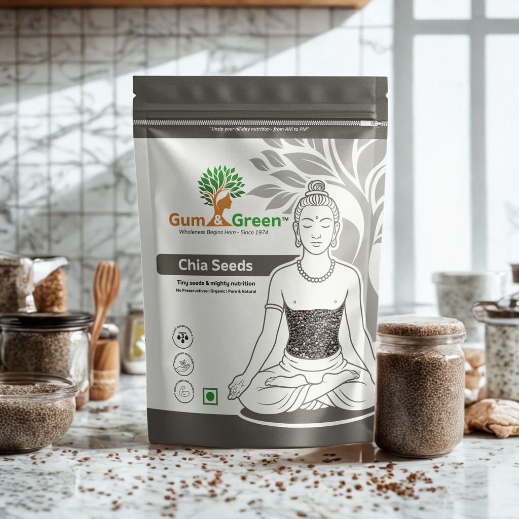 Gum & Green Chia Seeds | 100% Natural, Raw & Unprocessed | High Fibre & Omega-3 Superfood | Gluten-Free, Vegan, Protein-Rich Seeds for Smoothies, Drinks & Salads | FSSAI Certified | 250g view 2