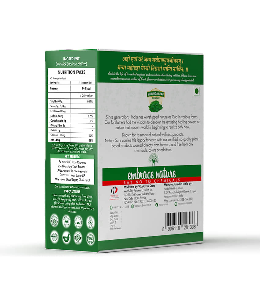 Nature Sure Moringa Leaf Atta Mix Powder 200G With Raw Honey 50G Pack of 1. view 2